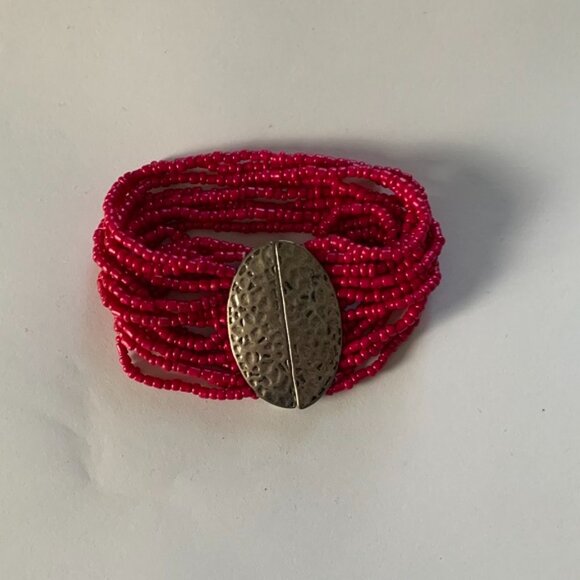 Pink Multi Layer Seed Bead Bracelet - Picture 5 of 5